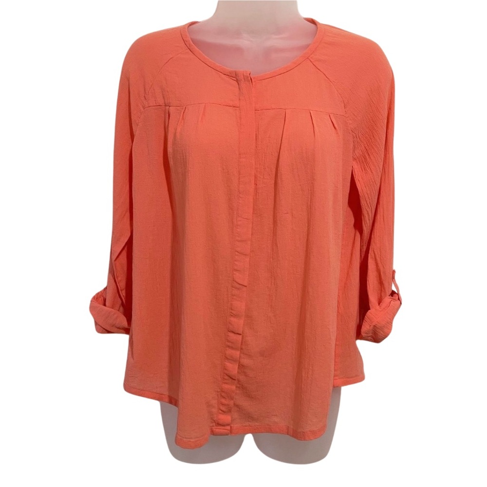 Joie 100% Cotton Coral Roll Tab Sleeves Blouse Size XS